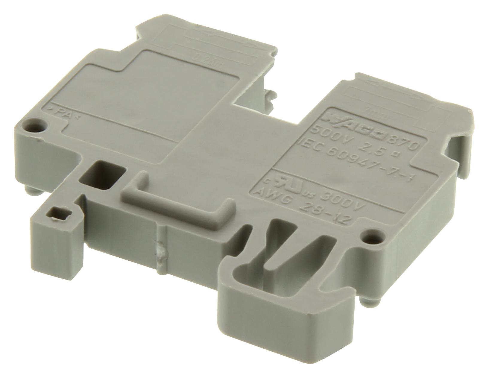 870-911 Wago, Din Rail Mount Terminal Block, 2 Ways, 28 Awg 