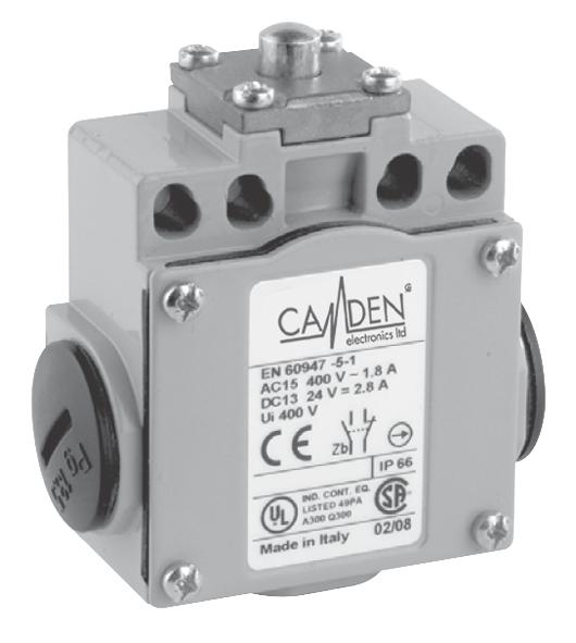 CamdenBoss Ce21.00.am Limit Switch, Plunger, 50mm, Ip66