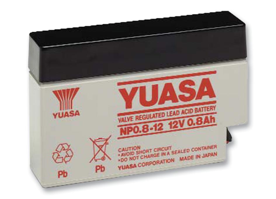 Yuasa Np0.8-12 Battery, Lead Acid, 12V, 0.8Ah