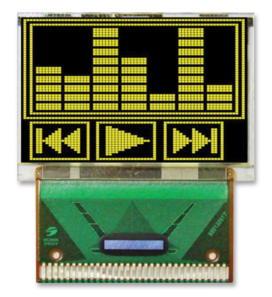 Midas Displays Mcot096064Cv-Ym Oled, 96X64, Yellow, W/t, I2C I/f