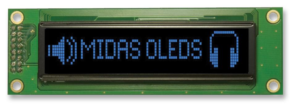 Midas Displays Mcob100016Ev-Bp Oled, 100X16, Blue, W/t