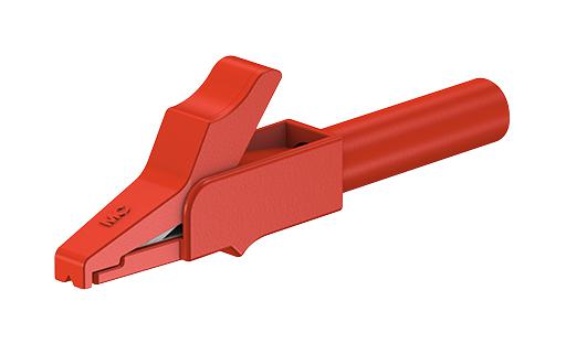 Staubli 24.0157-1 Crocodile Clip, 4mm, Red, Pk5