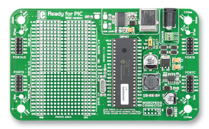 MikroElektronika Mikroe-766 Dev Board, Ready For Pic/dspic Dip40