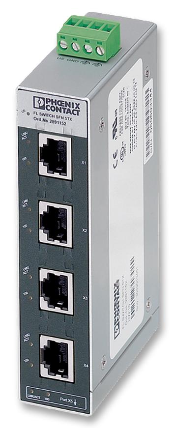 Phoenix Contact 2891152 Switch, Ethernet, 5 Ports, 24V