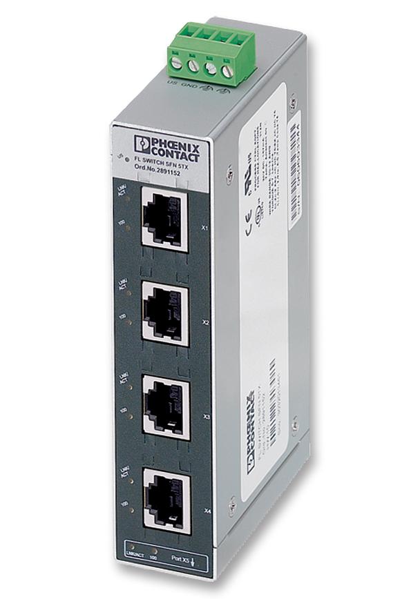 Phoenix Contact 2891851 Switch, Ethernet, 5 Ports, 24V