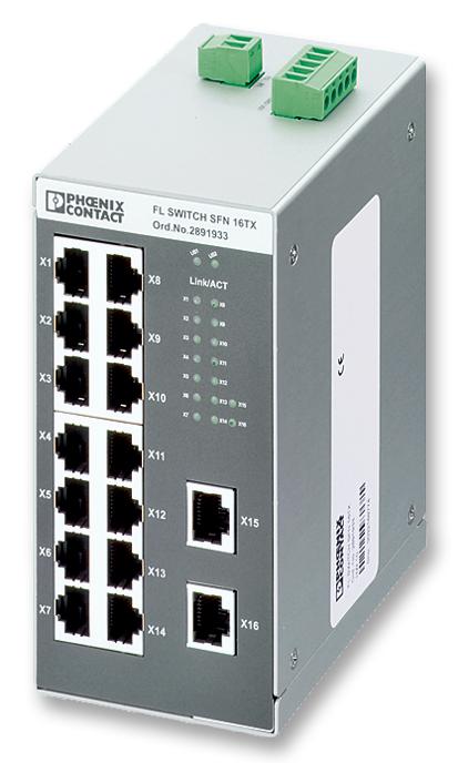 Phoenix Contact 2891933 Switch, Ethernet, 16 Ports, 24V