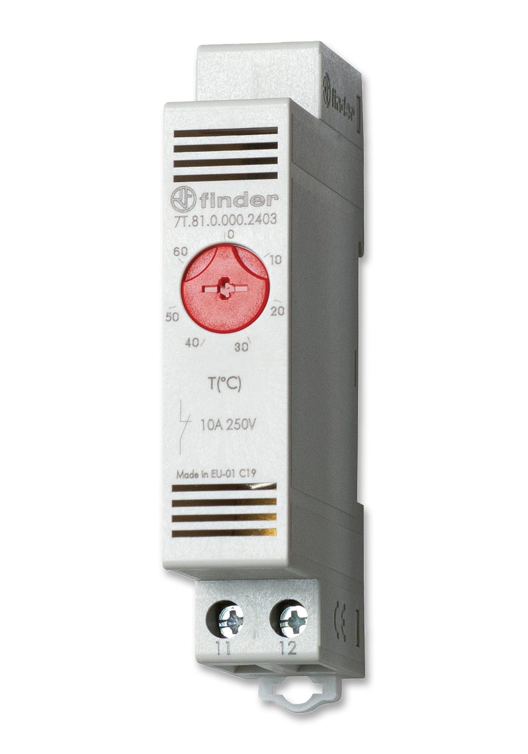 Finder Relays Relays 7T.81.0.000.2401 Thermostat, Nc, -20 Deg To 40 Deg, 250V