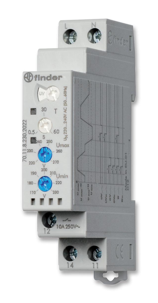 Finder Relays Relays 70.11.8.230.2022 Relay, 1 Ph, Spdt, 220Vac, 240Vac