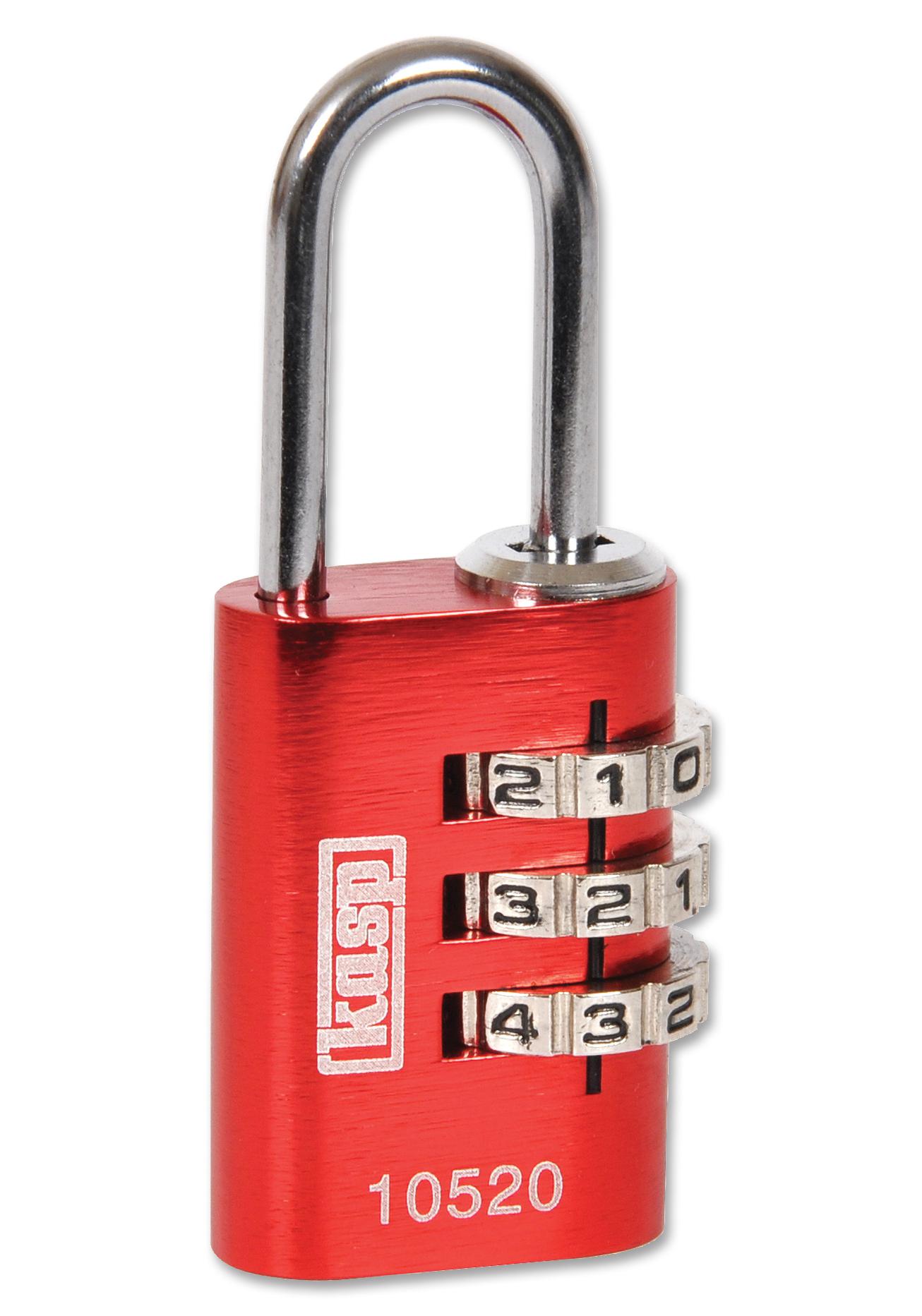 Kasp Security K10520Redd Lock, Combi, Aluminium, 20mm, Red