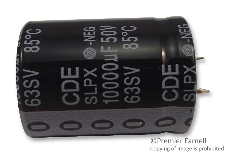 Cornell Dubilier Slpx103M050E7P3 Capacitor, 10000Îf, 50V, Alu Elec, Snap In