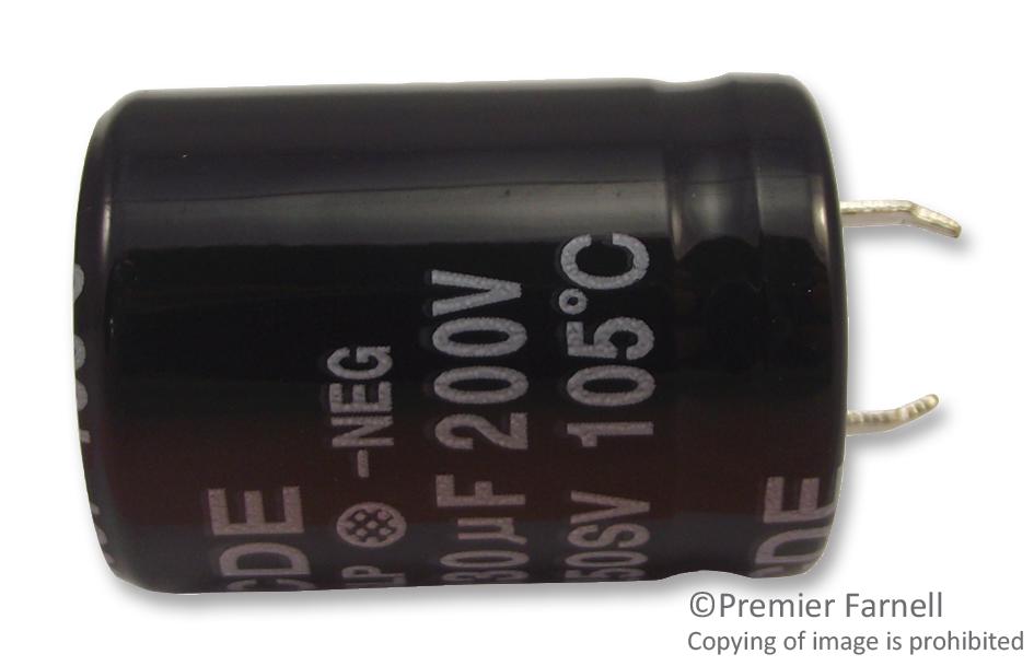 Cornell Dubilier Slp331M200A3P3 Capacitor, 330Îf, 200V, Alu Elec, Snap In