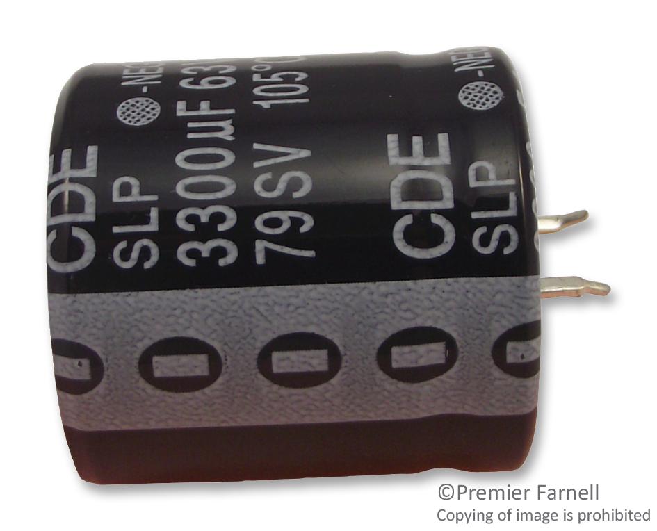 Cornell Dubilier Slp332M063E3P3 Capacitor, 3300Îf, 63V, Alu Elec, Snap In