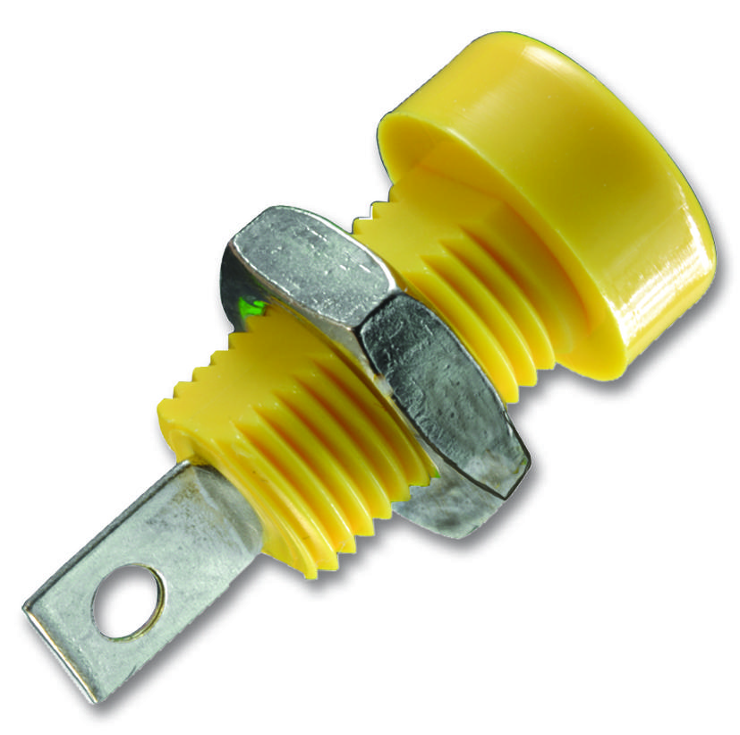 Johnson Cinch Connectivity 108-0907-001 Banana Jack, 15A, Solder, Yellow