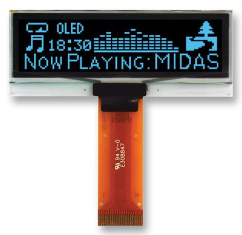 Midas Displays Mcot128032Bx-Bm Oled, 128X32, Tab, Blue, Multi I/f