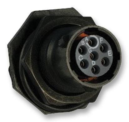 Souriau Uts710E7S Circular, Receptacle, 7 Way, Jam Nut