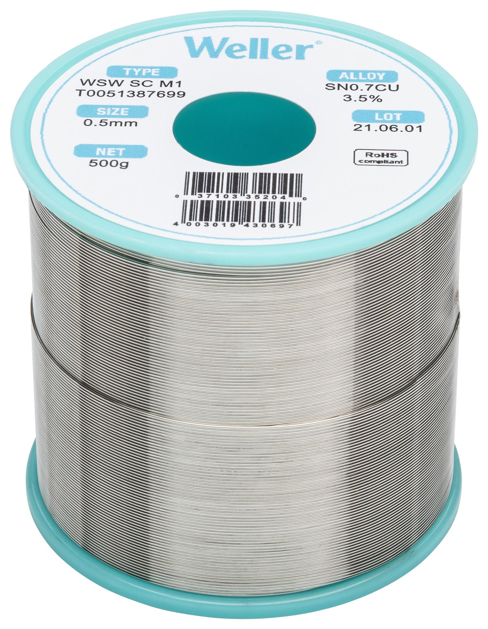 Weller T0051387699 Solder, 99.3/0.7, 227 Deg, 0.5mm, 500G