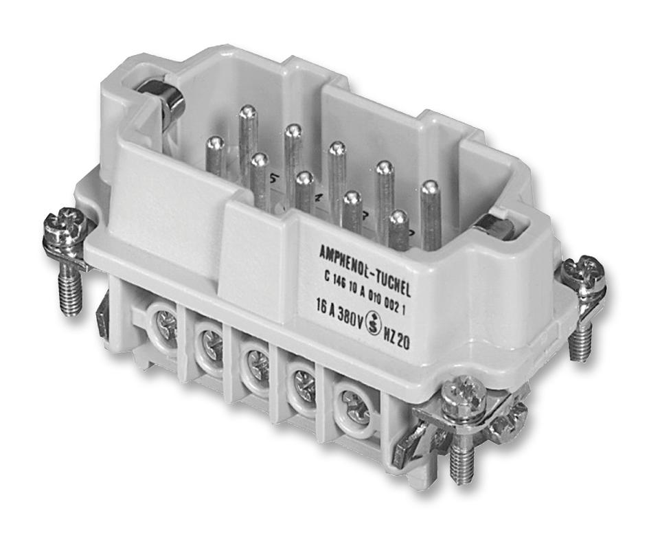 Amphenol Sine/tuchel C146 10A010 002 1 Insert, Plug, 10+Pe Way, Screw, 18A