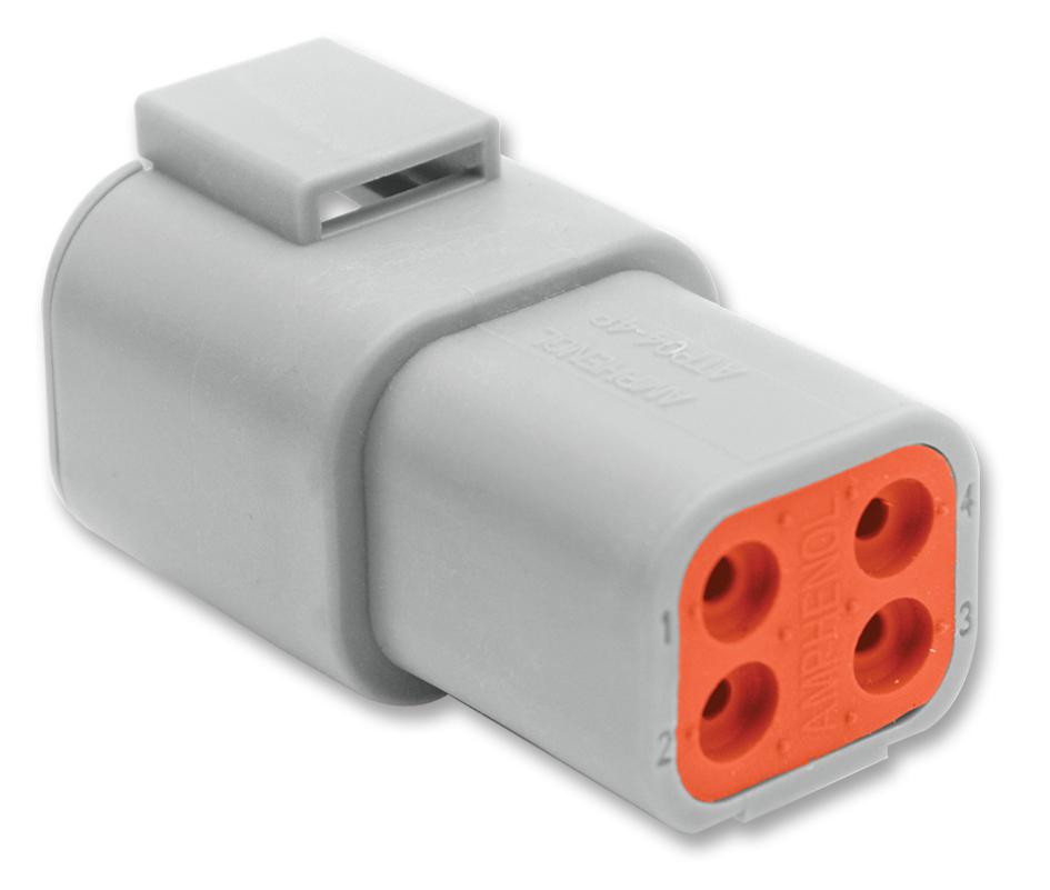 Amphenol Sine/tuchel Atp04-4P Connector Housing, Rcpt, 4 Way, Plastic