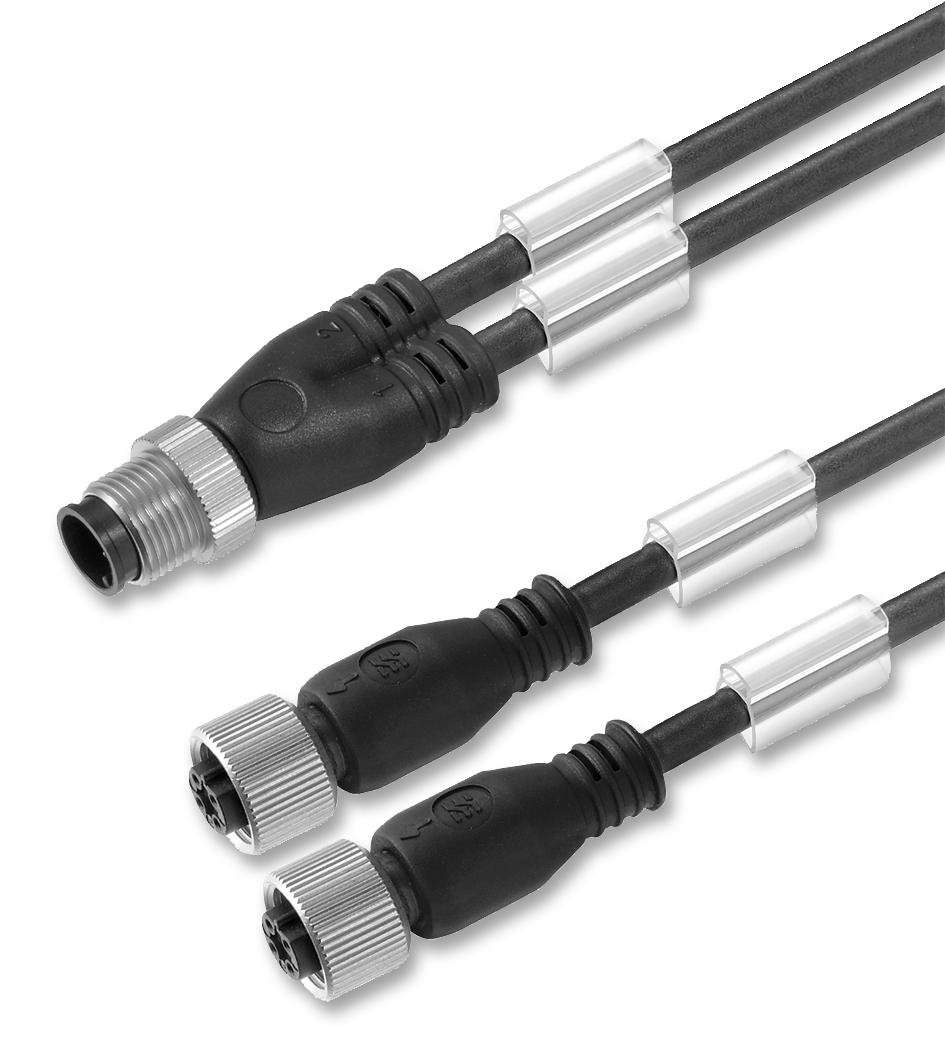 Weidmuller Sail-Zw-M8Bg-3-3.0V Connector, Plug To 2X Rcpt, M8, 3Way