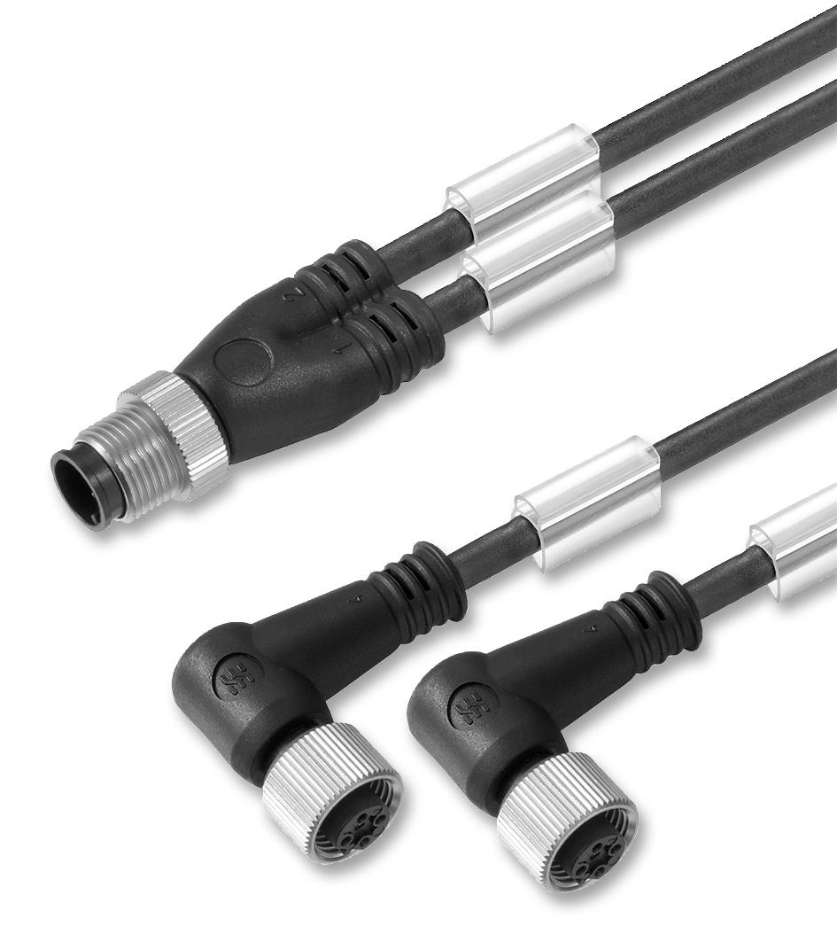 Weidmuller Sail-Zw-M8Bw-3-3.0U Connector, M12 Plug To 2X M8 Rcpt,3 Way