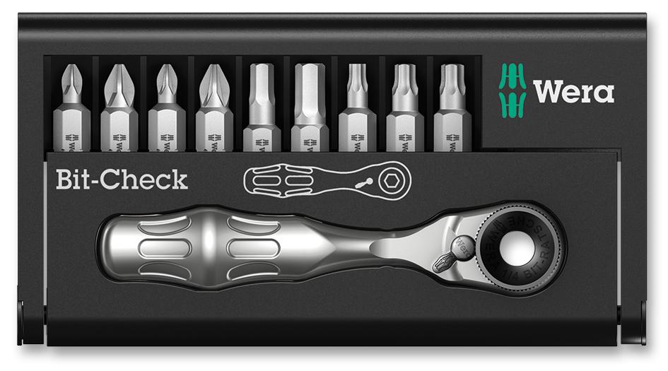 Wera 05073645001 Bit Set, 10Pc, With Ratchet