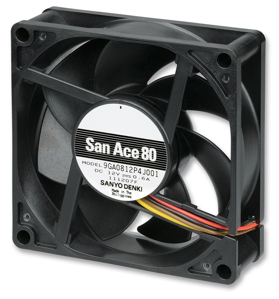 Sanyo Denki 9Ga0812P4H001 Dc Fan, Axial, 80mm, 12Vdc, 0.22A