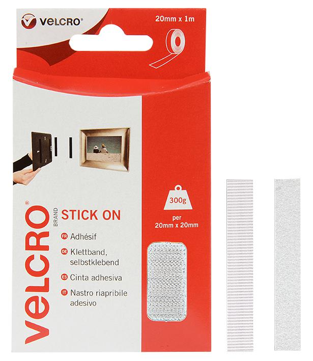 Velcro Vel-Ec60210 Stick On Tape, White, 20mm