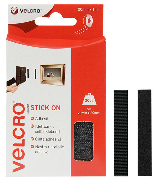 Velcro Vel-Ec60211 Stick On Tape, Black, 20mm