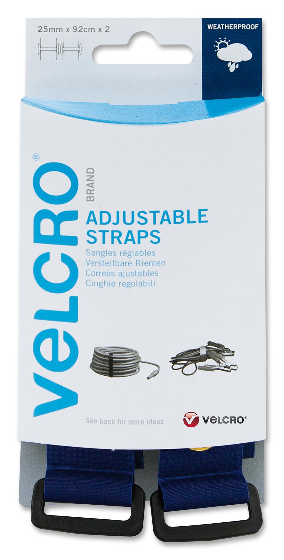 Velcro Vel-Ec60327 Adjustable Strap, Blue, 25mm, Pk2