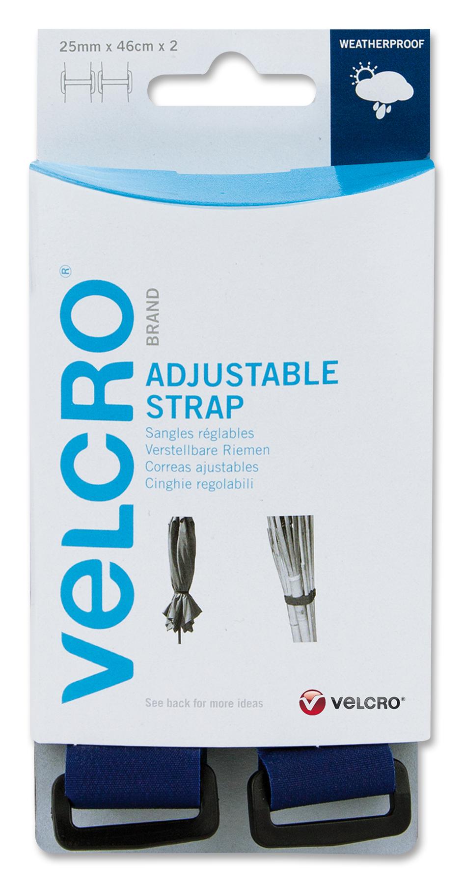 Velcro Vel-Ec60328 Adjustable Strap, Blue, 25mm, Pk2