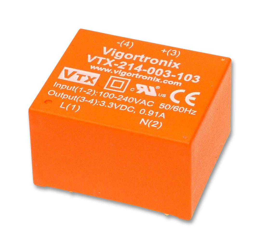 Vigortronix Vtx-214-003-115 Ac-Dc Conv, Fixed, 1 O/p, 3W, 15V