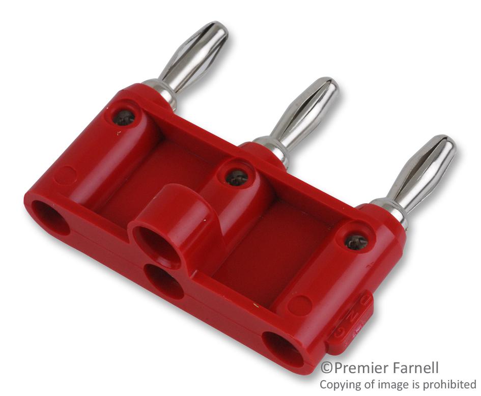 Pomona 2970-2 Banana Plug, Triple, 15A, Screw, Red