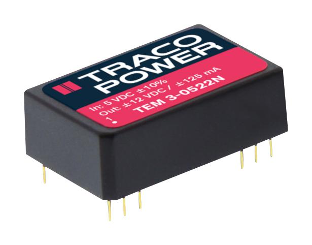 TRACO Power Tem 3-0511N Dc-Dc Conv, Iso Pol, 1 O/p, 0.6A, 5V