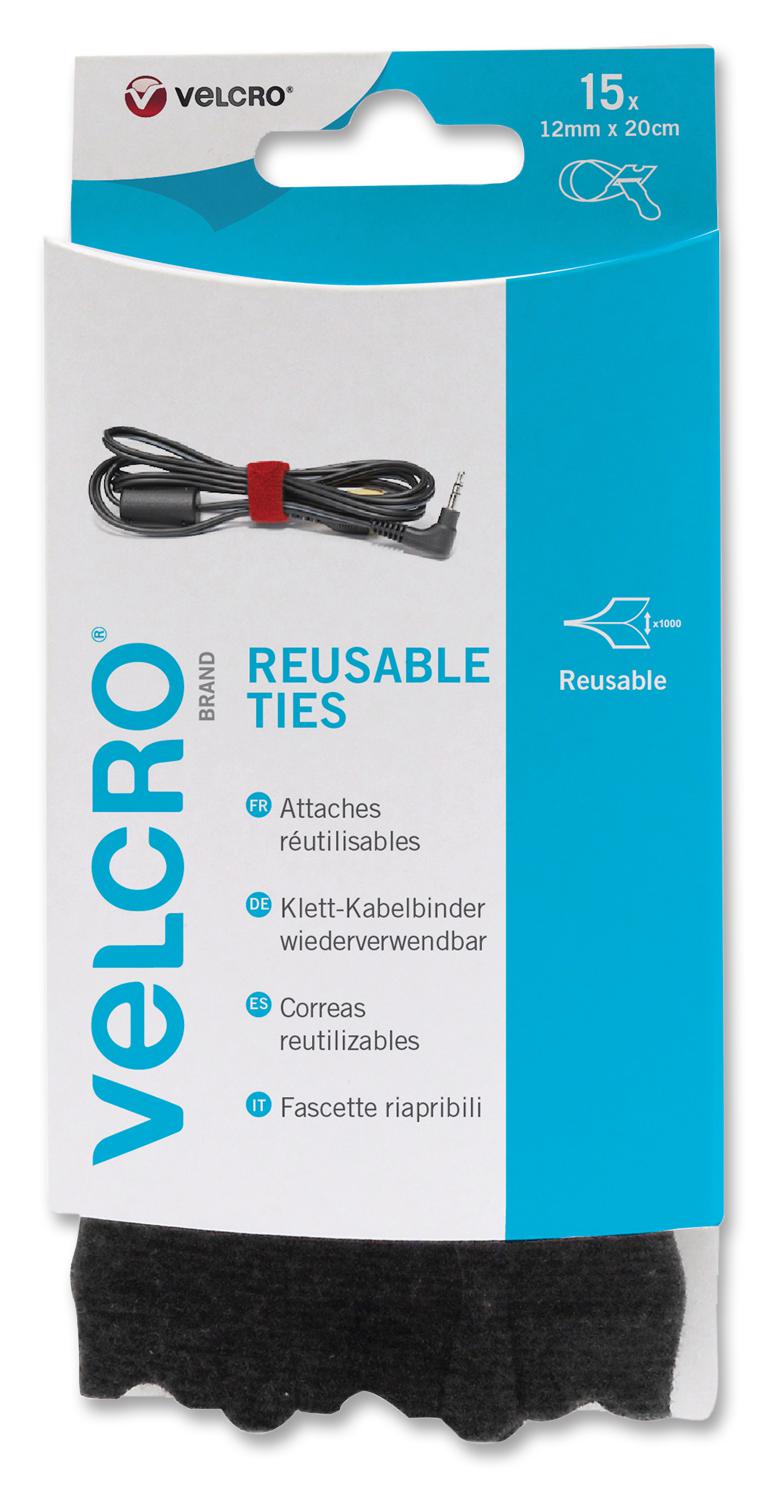 Velcro Vel-Ec60466 Cable Tie, 12mm X 0.2M, Pk15