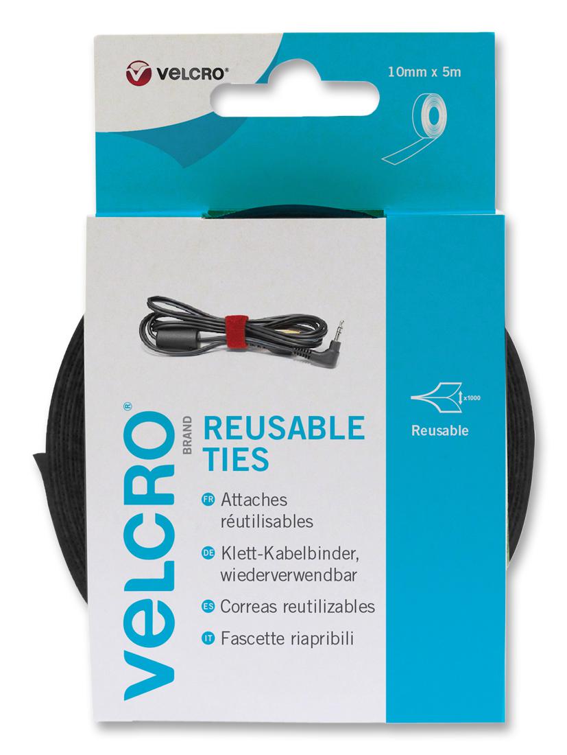 Velcro Vel-Ec60253 Cable Tie, 10mm X 5M, Black