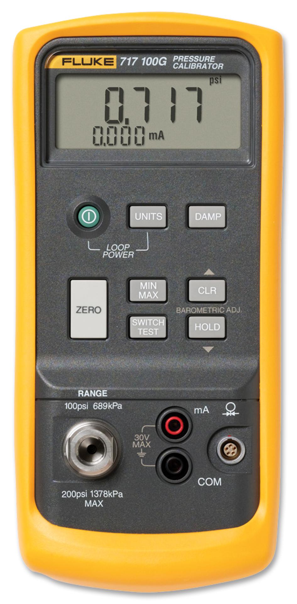 Fluke Fluke 717 100G Meter, Pressure, -12 To 100Psi, 0.025%