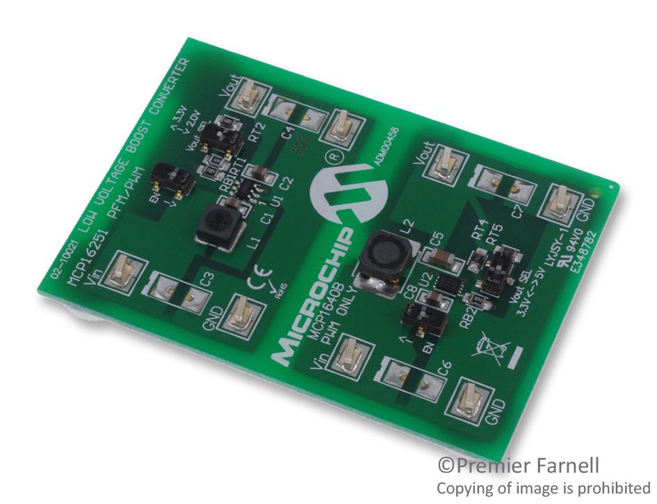 Microchip Technology Technology Adm00458 Eval Board, Mcp16251/40B Boost Converter