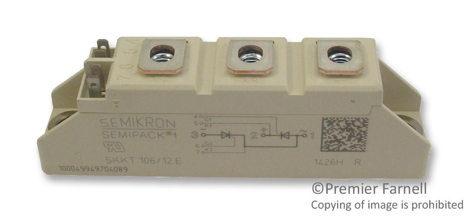 Semikron Skkt 106/12 E Thyristor Module, 106A, 1.2Kv