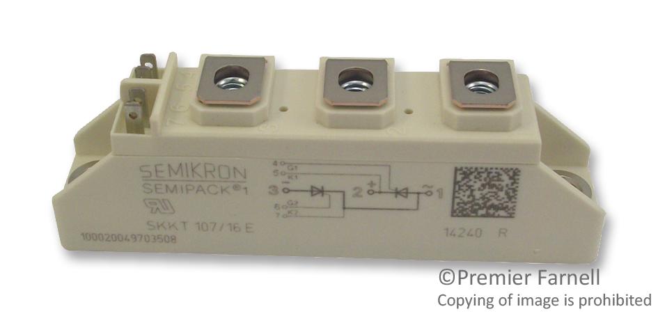 Semikron Skkt 107/16 E Thyristor Module, 119A, 1.6Kv