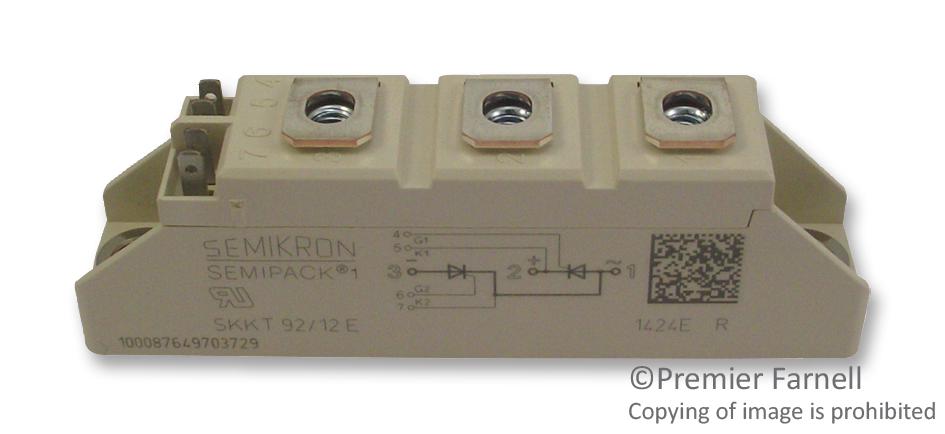 Semikron Skkt 92/12 E Thyristor Module, 95A, 1.2Kv