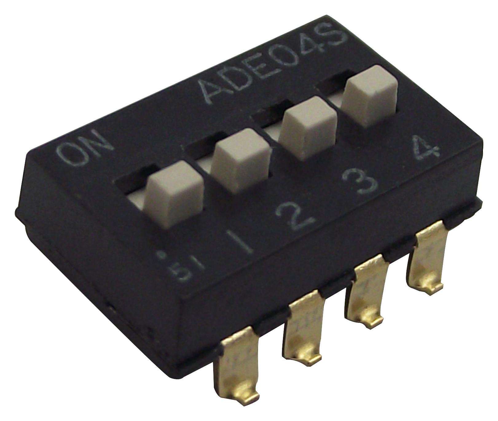 Alcoswitch / Te Connectivity 1825058-7. Dip Switch, 4Pos, 0.1A, 24V, Smd