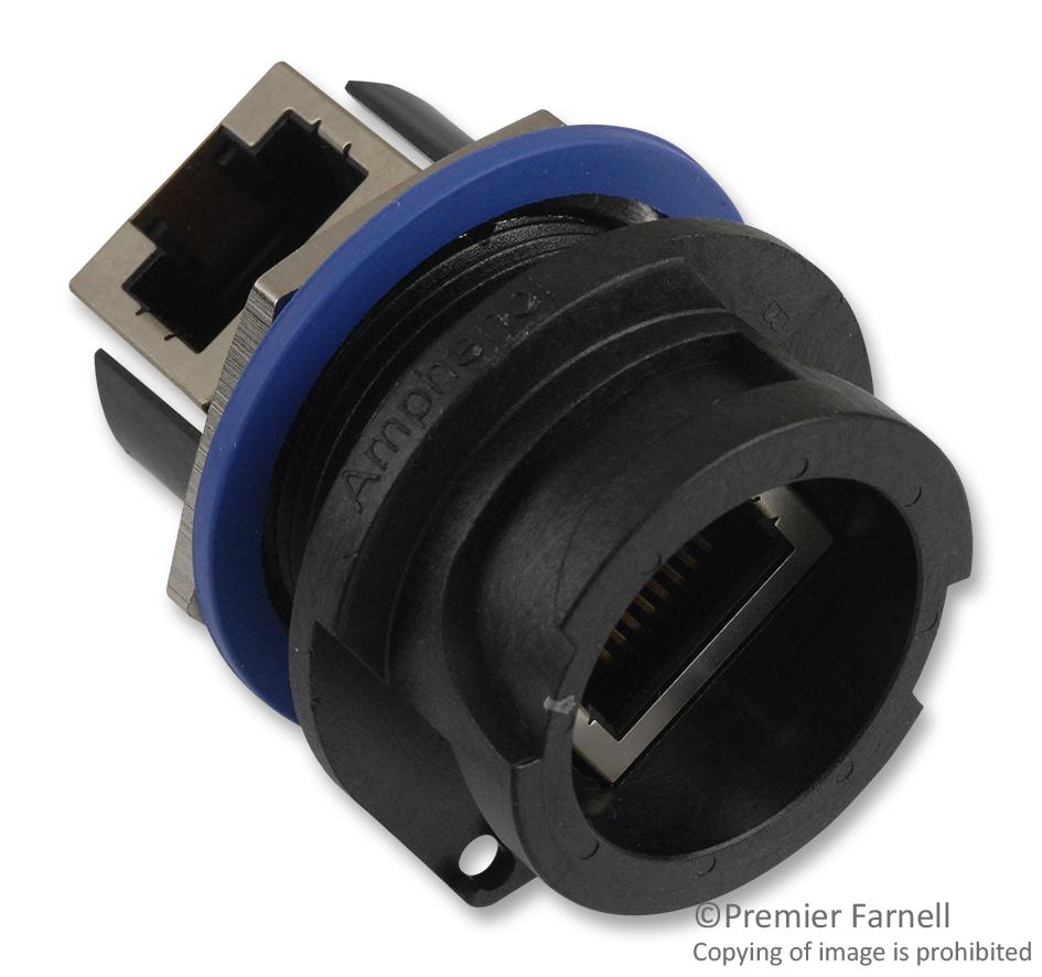 Amphenol SoCapacitorex Rjfrb71Ra In-Line Adapter, Rj45 8P Jack-Jack