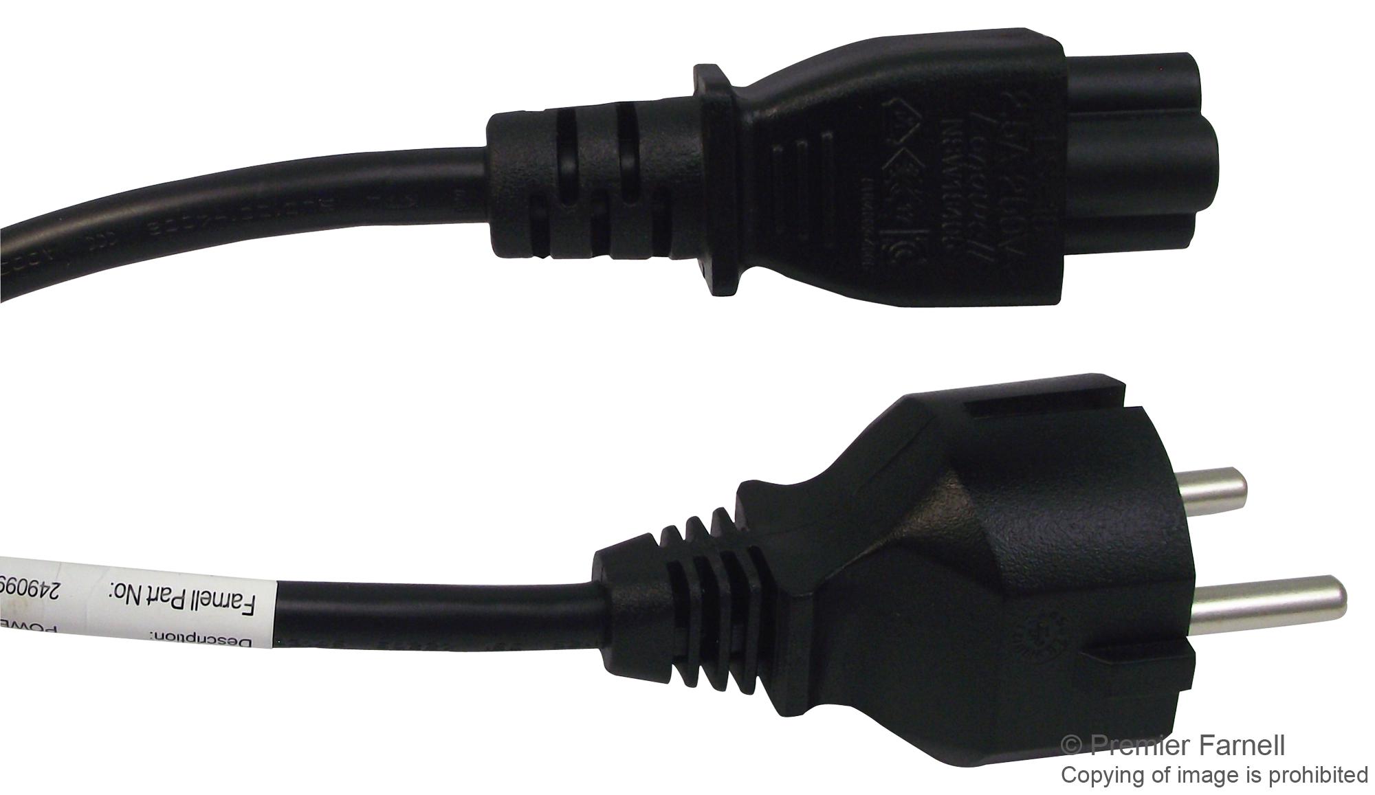 Multicomp Pro Gw-151615 Power Cord, Cee 7/7 Plug-Iec C5, 0.5M