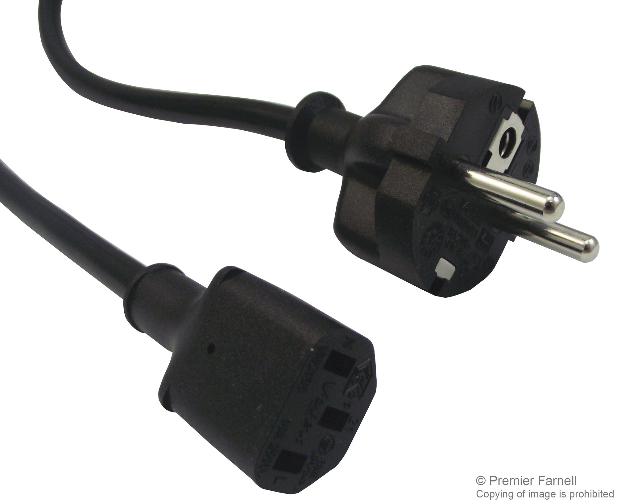 Multicomp Pro Gw-151637 Power Cord, Cee 7/7 Plug-Iec C13, 3M