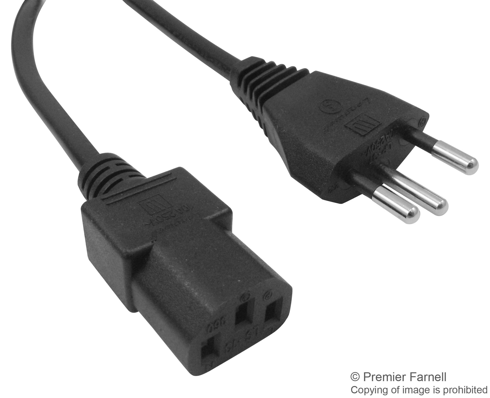 Multicomp Pro Gw-151610 Power Cord, Swiss Plug-Iec 60320 C13, 2M