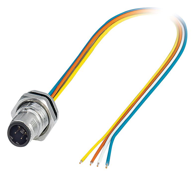 Phoenix Contact 1419603 Sensor Cord, 4P, M12 Plug-Free End, 0.5M