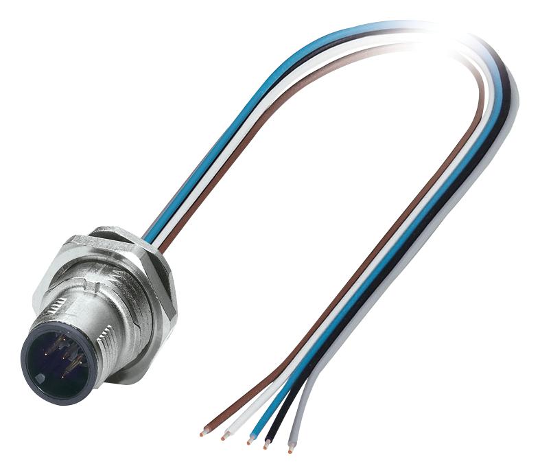 Phoenix Contact 1419645 Sensor Cord, 5P, M12 Plug-Free End, 0.5M