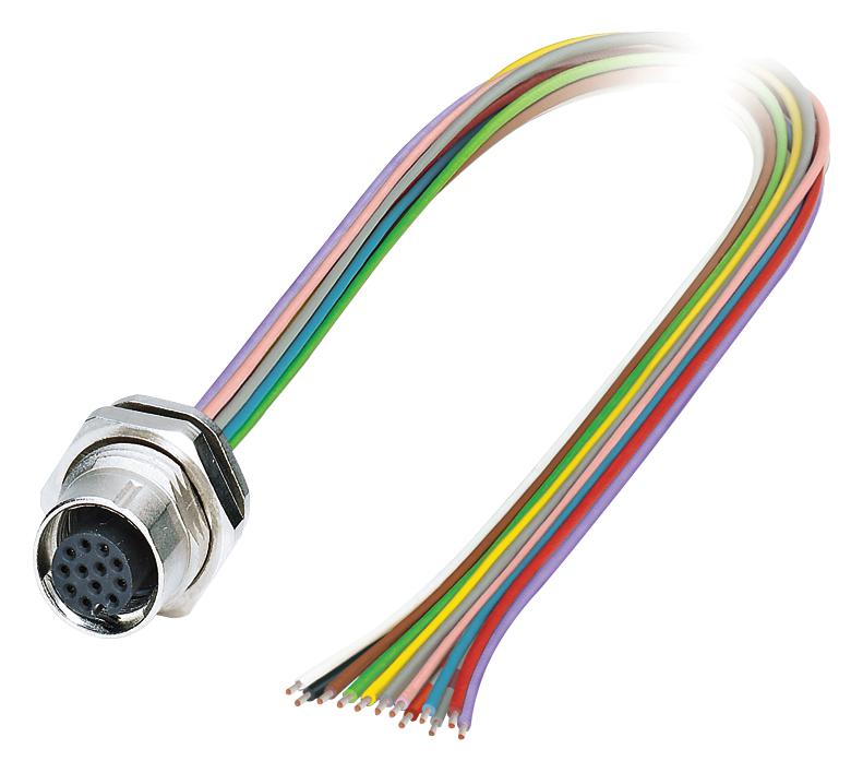 Phoenix Contact 1419713 Sensor Cord, 12P, M12 Rcpt-Free End