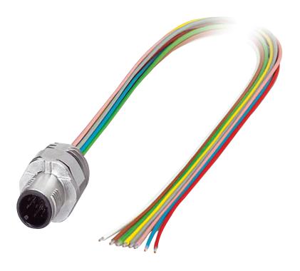 Phoenix Contact 1523502 Sensor Cord, 8P, M12 Plug-Free End, 0.5M