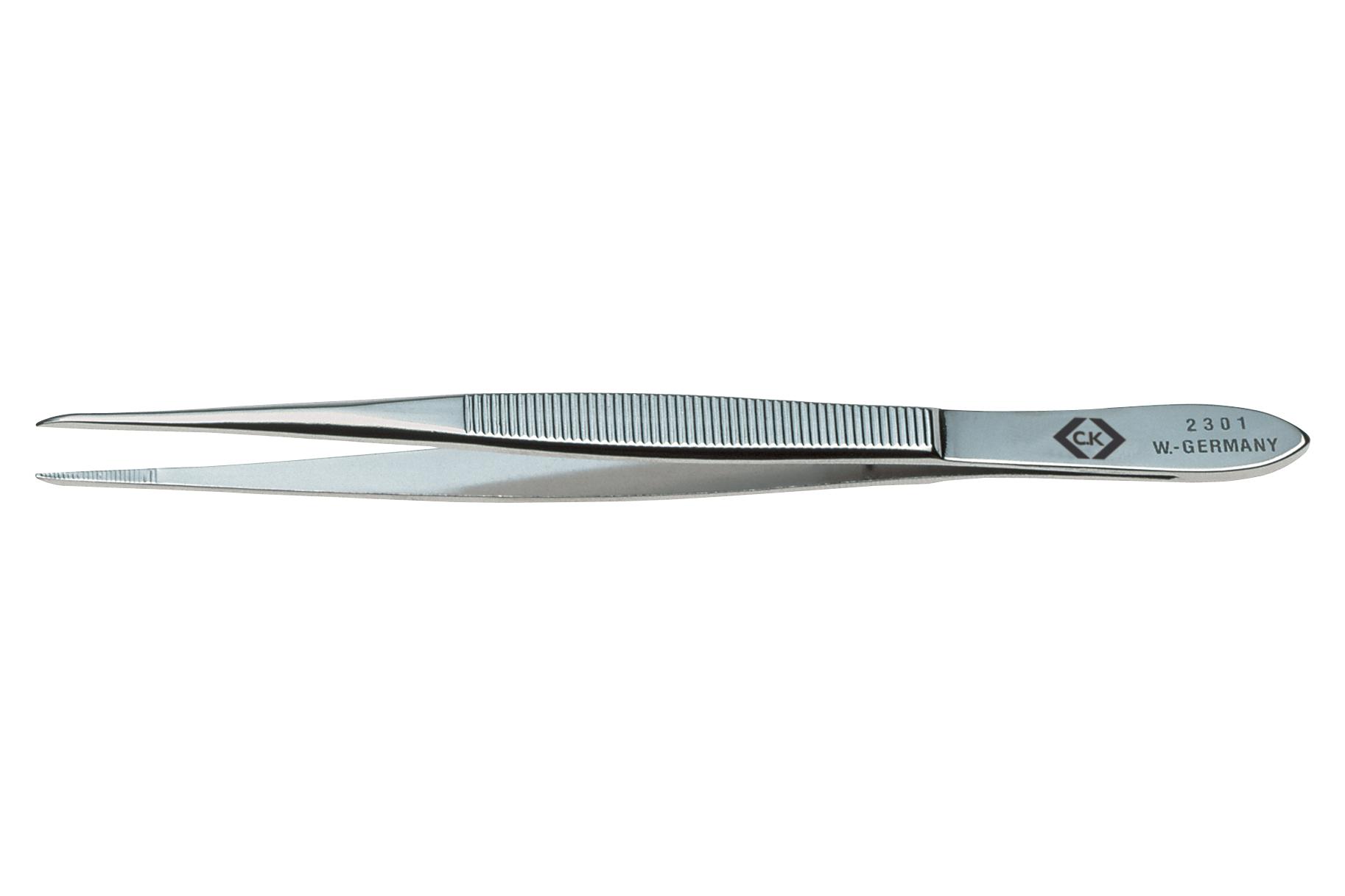 Ck Tools T2301 Precision Tweezer, Fine Blunt Tip, 115mm